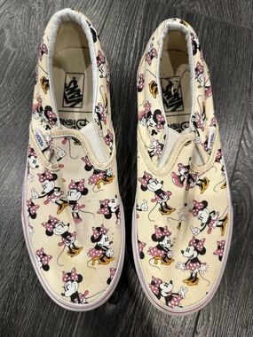 Vans x Disney' Minnie Mouse Slip-On Shoes - Cream/Pink Size 10